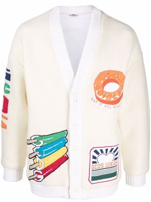 Gcds embroidered wool-blend cardigan - Neutrals