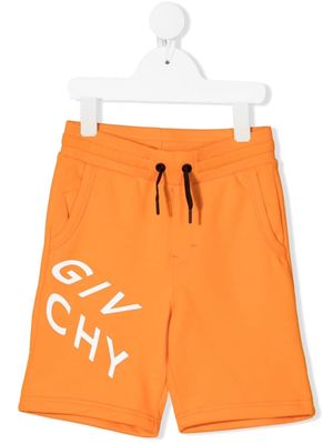 Givenchy Kids logo print drawstring shorts - Orange