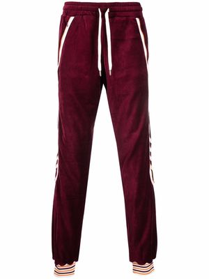 Casablanca stripe-cuff velour track pants - Red