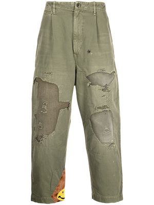 Kapital Katsuragi distressed high-waisted trousers - Green