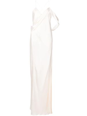 Michelle Mason silk wrap floor-length gown - White