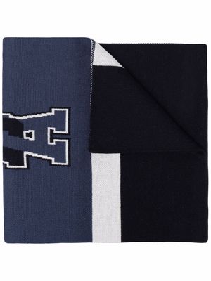 Boss Hugo Boss intarsia-knit logo scarf - Blue