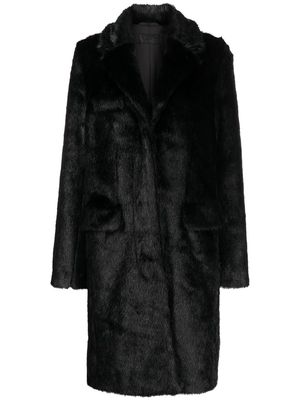RtA faux fur single-breasted coat - Black