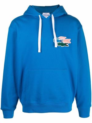 Lacoste logo-patch cotton hoodie - Blue