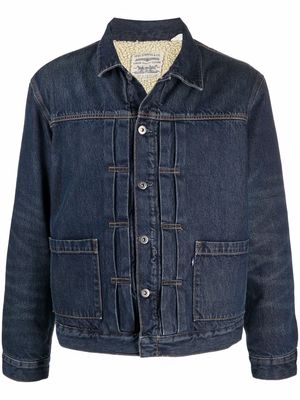 Levi's: Made & Crafted denim sherpa jacket - Blue