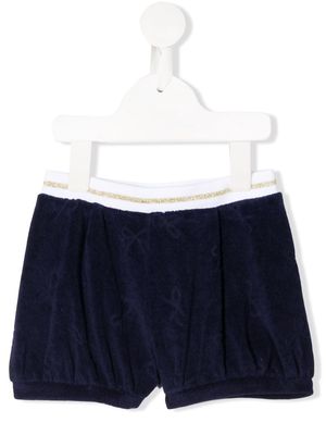 Lili Gaufrette bow print textured shorts - Blue