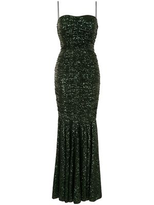 Dolce & Gabbana sequin ruched gown - Green