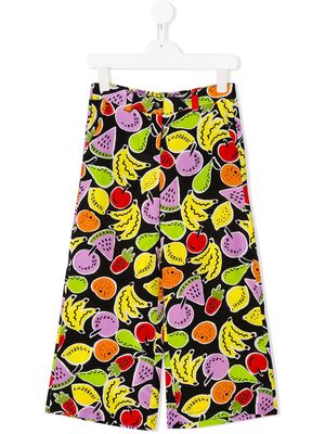 Stella McCartney Kids Fruits print wide-legged trousers - Black