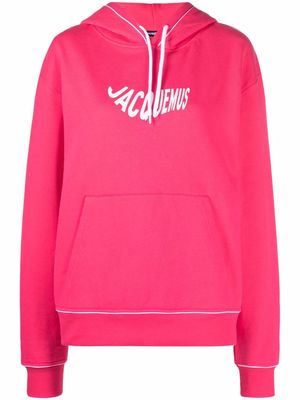 Jacquemus logo wave print hoodie - Pink