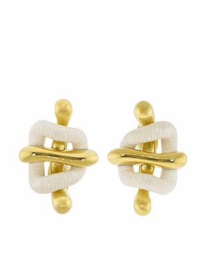 Nicholas Varney 18kt yellow gold cacholong ribbon clip-on earrings