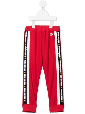 Miki House logo-print track pants - Red