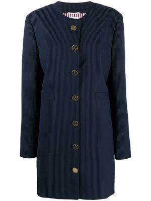 Thom Browne crinkle stripe oversize blazer - Blue