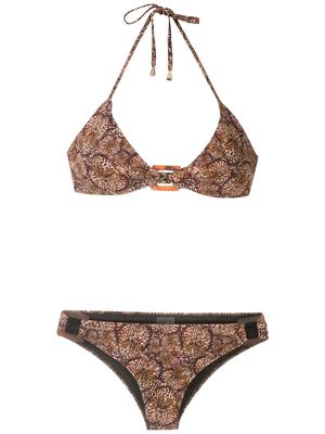 Isolda Pipa de Lycra Borakay printed bikini set - Brown