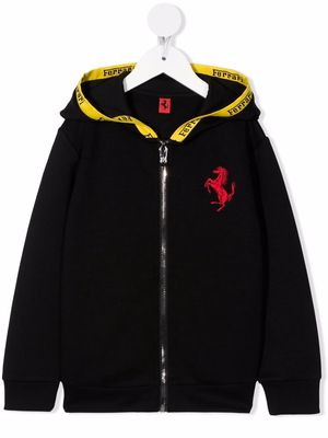Ferrari Kids logo zipped hoodie - Black