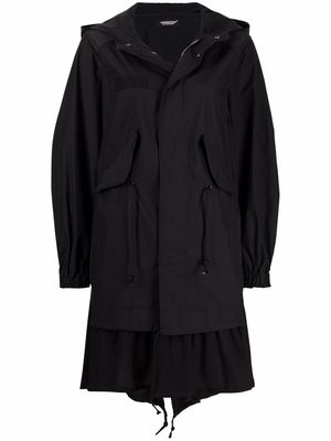 UNDERCOVER oversized panelled parka coat - Black