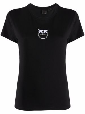PINKO logo-embroidered cotton T-shirt - Black