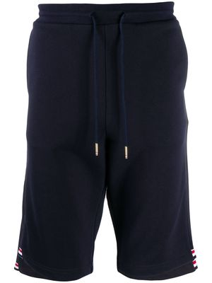 Thom Browne side stripe insert loopback track shorts - Blue