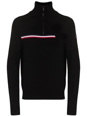 Rossignol contrasting stripe half-zip jumper - Black