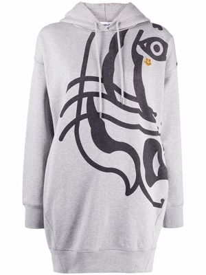 Kenzo logo hooded sweatshirt dress - Grey