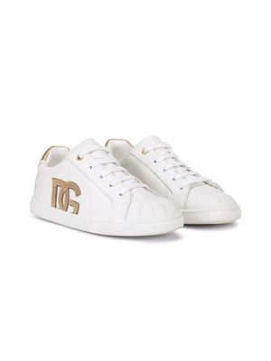 Dolce & Gabbana Kids DG logo leather sneakers - White