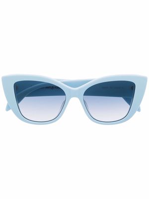 Alexander McQueen cat-eye logo sunglasses - Blue