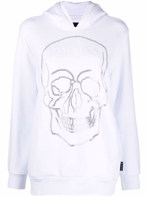 Philipp Plein Crystal Skull long-sleeve hoodie - White