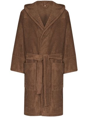 TEKLA belted hooded bathrobe - Brown