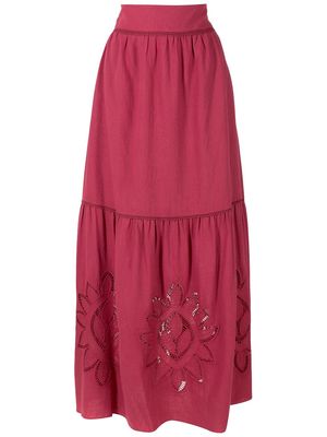 Martha Medeiros Mandacarú long skirt - Red