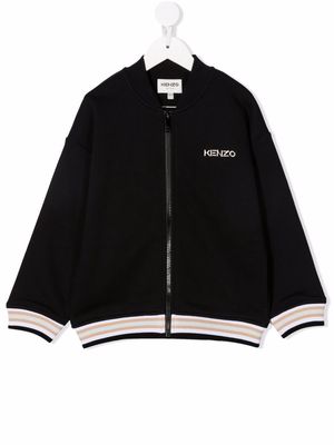 Kenzo Kids logo-embroidered bomber jacket - Black