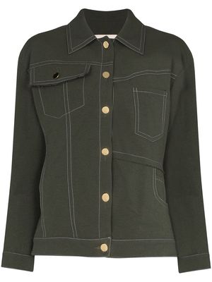 Brøgger Dagrun contrast stitch jacket - Green