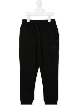 BOSS Kidswear logo print cotton tracksuit bottoms - Black