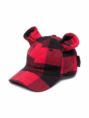 Palm Angels Kids check ear-detail cap - Red