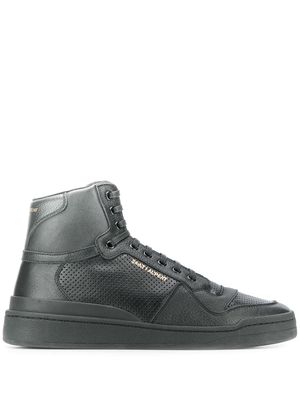 Saint Laurent perforated high-top sneakers - Black