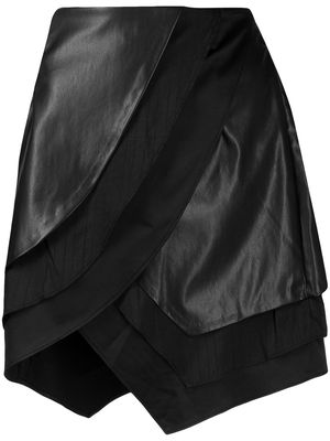 RtA layered asymmetric mini skirt - Black