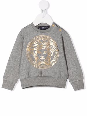 Versace Kids logo-print cotton sweatshirt - Grey
