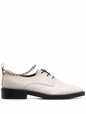 Coliac crystal-strap leather shoes - Neutrals