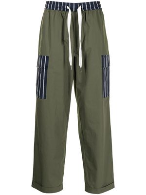Ports V striped-panel drawstring trousers - Green