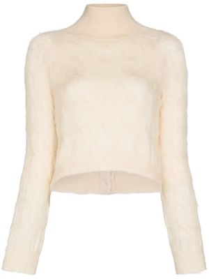 Paco Rabanne cable-knit mock neck jumper - Neutrals