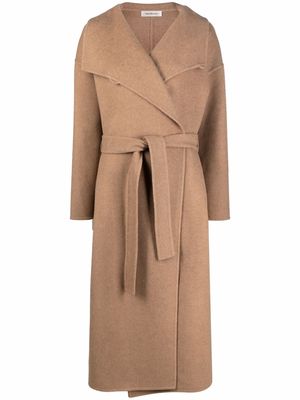 There Was One oversized-lapel belted coat - Neutrals
