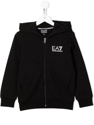 Emporio Armani Kids logo-print zip-up hoodie - Black