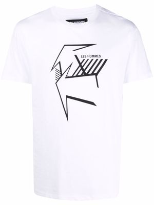 Les Hommes graphic-print cotton T-shirt - White