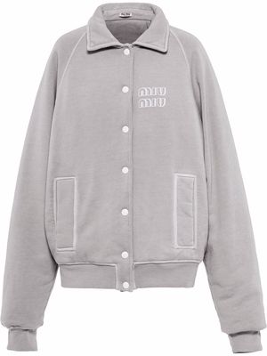 Miu Miu Printed Cotton Fleece Sweatshirt - Grey