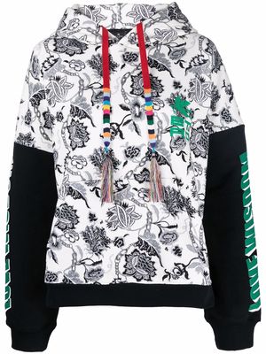 ETRO floral-print embroidered logo hoodie - Neutrals