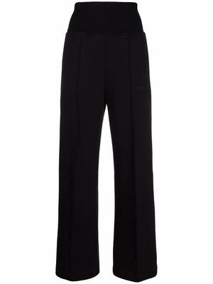 MSGM embroidered-logo slip-on palazzo trousers - Black