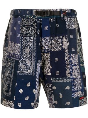 Readymade paisley patchwork belted shorts - Blue