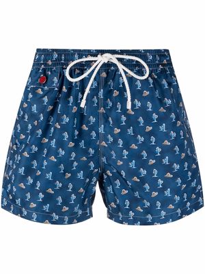 Kiton patterned swim shorts - Blue