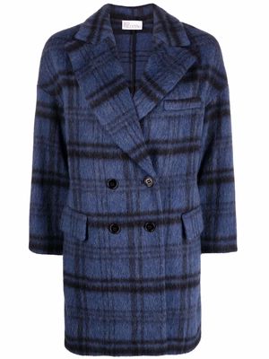 RED Valentino plaid check double-breasted coat - Blue