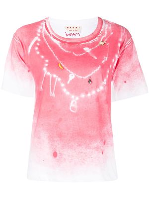 Marni spray paint embellished T-shirt - Pink
