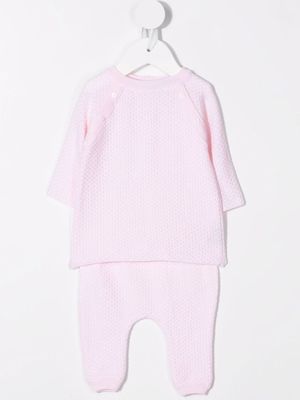 Little Bear cable-knit virgin wool set - Pink