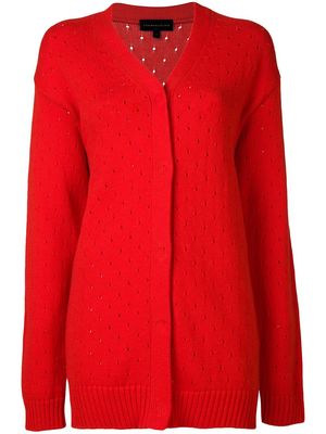 Cashmere In Love long perforated cardigan - Red